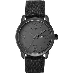 Citizen Men's Eco-Drive Sport Casual Garrison Watch, Black Nylon Strap, Black Dial , 3 Hand, Day / Date - 1 of 4