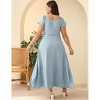 Clearlove Women Plus Size Summer Maxi Dress Short Sleeves High Waist Ruffle Casual Dress with Pockets - 4 of 4