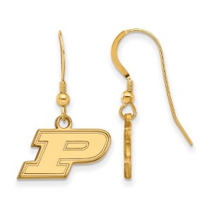 Black Bow Jewelry 14k Yellow Gold Plated Sterling Silver Purdue Boilermakers NCAA Dangle Earrings - 1 of 3