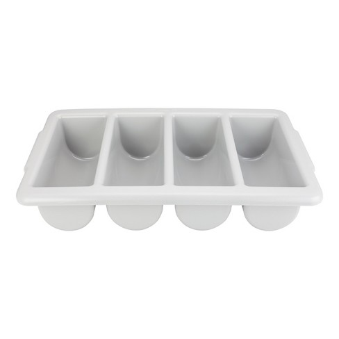 mDesign Plastic Cutlery Storage Organizer Caddy Bin Tote with Handle -  White 