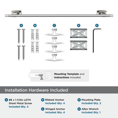Polished Nickel Stainless Steel 24-Inch Wall Mounted Towel Bar