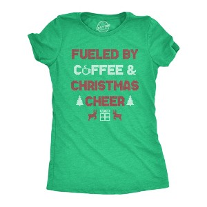 Womens Fueled By Coffee And Christmas Cheer Funny Xmas Spirit Caffeine Lovers Tee For Ladies - Crazy Dog Women's T Shirt - 1 of 4