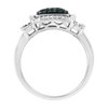 Black Rhodium Plated Silver 1/2 Cttw White & Blue Diamond Square Cocktail Ring - 4 of 4