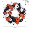 18 Inch Halloween Fall Wreath for Front Door, Black Orange White Artificial Pumpkin Wreath for Fall and Halloween Indoor Outdoor Home Party Decor - 3 of 4