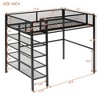 Loft Bed with 4-Tier Shelves, Metal Bedframe with Storage Shelf and Grid Guardrail for Adults Teens Kids - 2 of 4