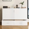 Mjkone Murphy Cabinet Bed, Queen Murphy Bed with Tri-Folding Mattress and Charging Ports, Drawer - 4 of 4