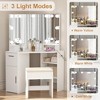 WhizMax Corner Vanity Desk with Mirror and Lights, Makeup Vanity Table with Lights with 2 Drawers & Stool - 4 of 4