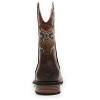 Santimon Western Cowboy Boots Mid-Calf Dress Knight Boots, Embroidered Shaft, Square Toe, Stacked Heel Dark Brown - 4 of 4