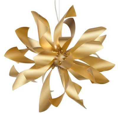 Baldwin Gold Orb Floral 6-Light Modern Pendant Chandelier