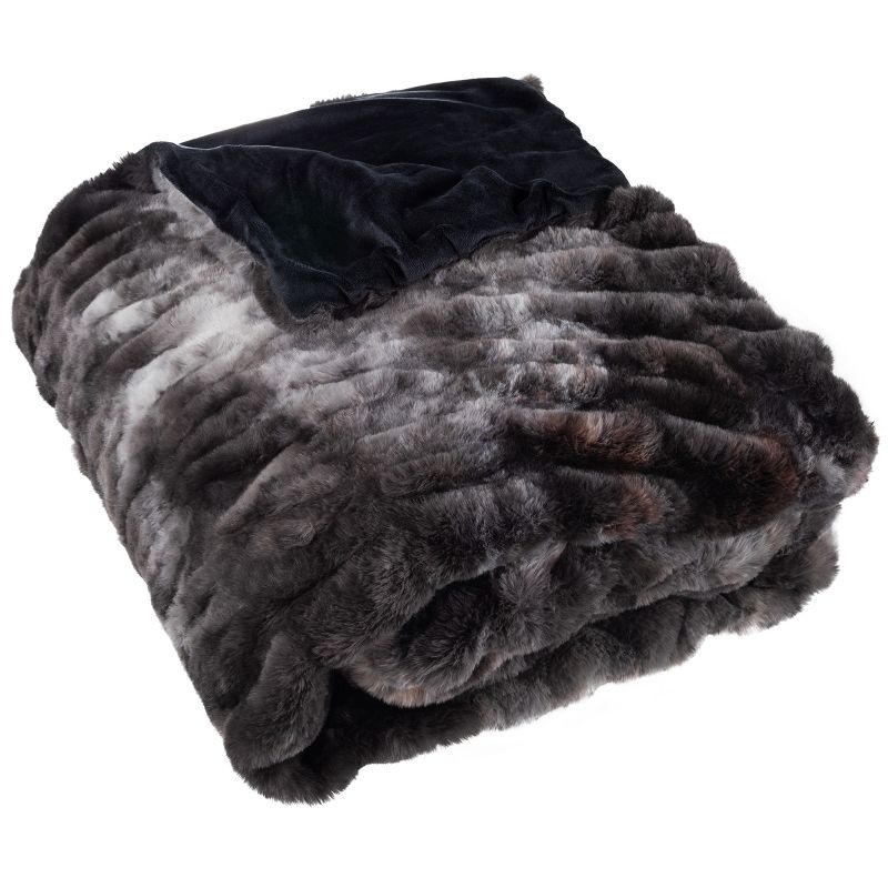 Lavish Home 60x80 Jacquard Faux Fur Blanket, 1 of 12