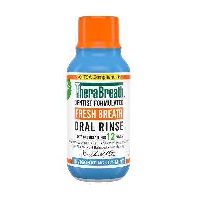 TheraBreath Fresh Breath Mouthwash Alcohol-Free - Icy Mint - Trial Size - 3 fl oz