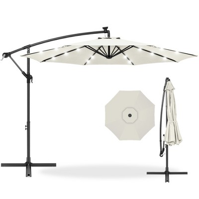 Best Choice Products 10ft Solar LED Offset Hanging Outdoor Market Patio Umbrella w/ Adjustable Tilt