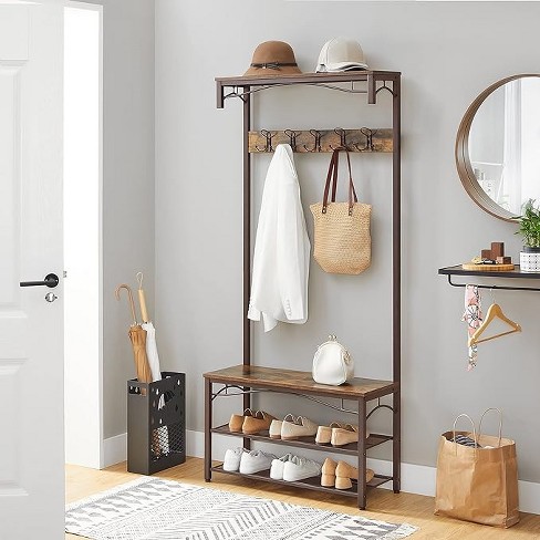 Vasagle Coat Rack 3-in-1 Hall Tree Rustic Brown : Target