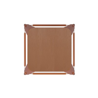 Kai 24" Orange Metal Counter Stool with Teak Poly Resin Seat