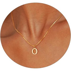 Gold Initial Necklace for Women, 14K Gold Plated Dainty Letter Pendant on Box Chain - 1 of 4