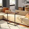 C-Shaped End Table, Small Side Tables for Sofa, Wide Couch Table That Slide Under, Laptop Snack Table - 2 of 4