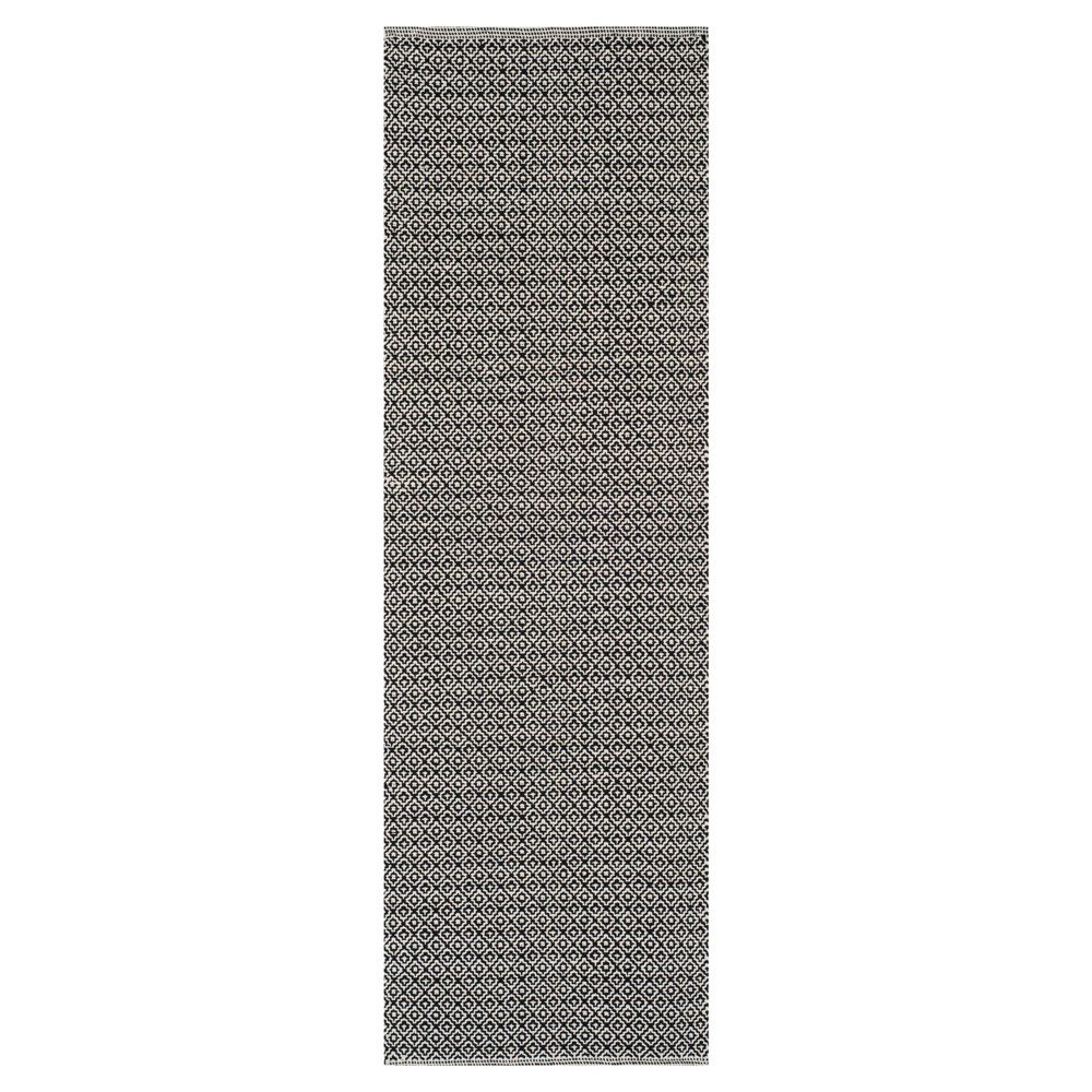 Ivory/Black Geometric Flatweave Woven Runner 2'3inx7' - Safavieh