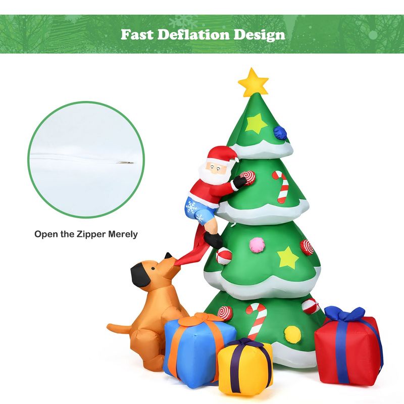 Costway 7 FT Inflatable Christmas Tree Santa Decor w/LED Lights Outdoor Yard Decoration, 4 of 11