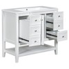 ChicFurnit Bathroom Vanities for Bathroom Vanity with Sink Combo One Cabinet and Six Drawers Solid Wood and MDF Board, White, 36"*18"*34.1" - 2 of 4