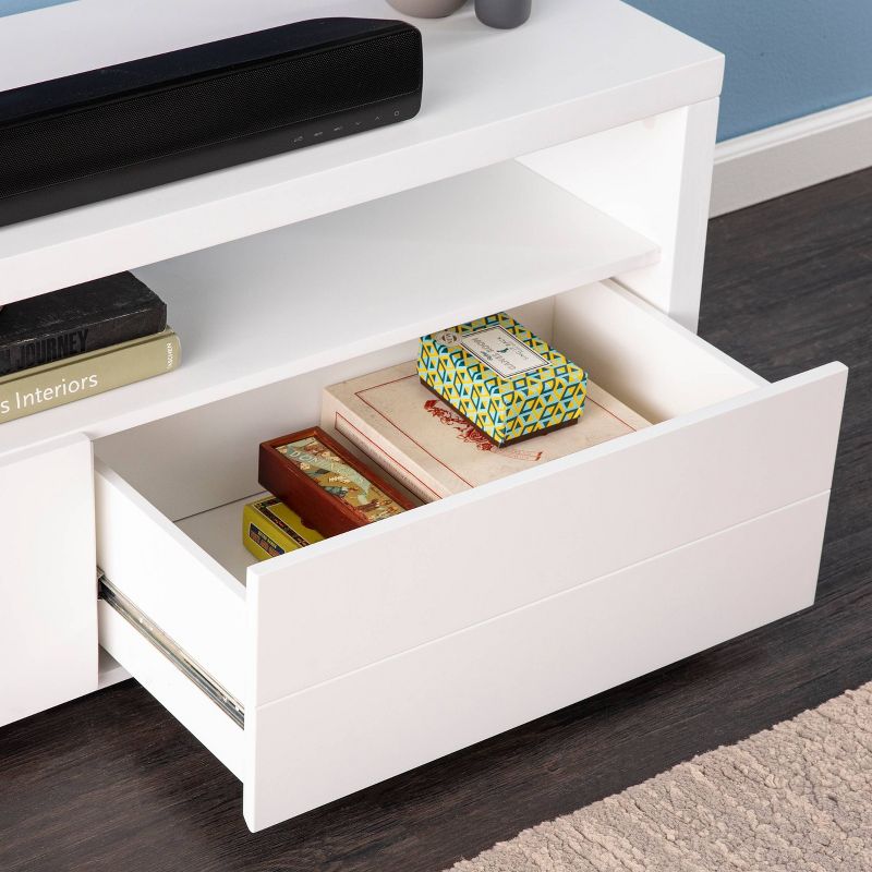 Cranelis Contemporary Media Stand with Storage White/Brown - Aiden Lane, 3 of 14