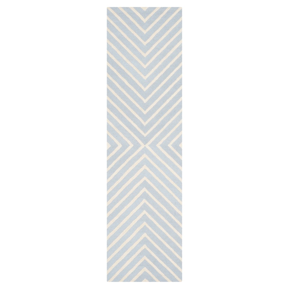 2'6inx10' Harper Chevron Accent Rug Light Blue/Ivory - Safavieh