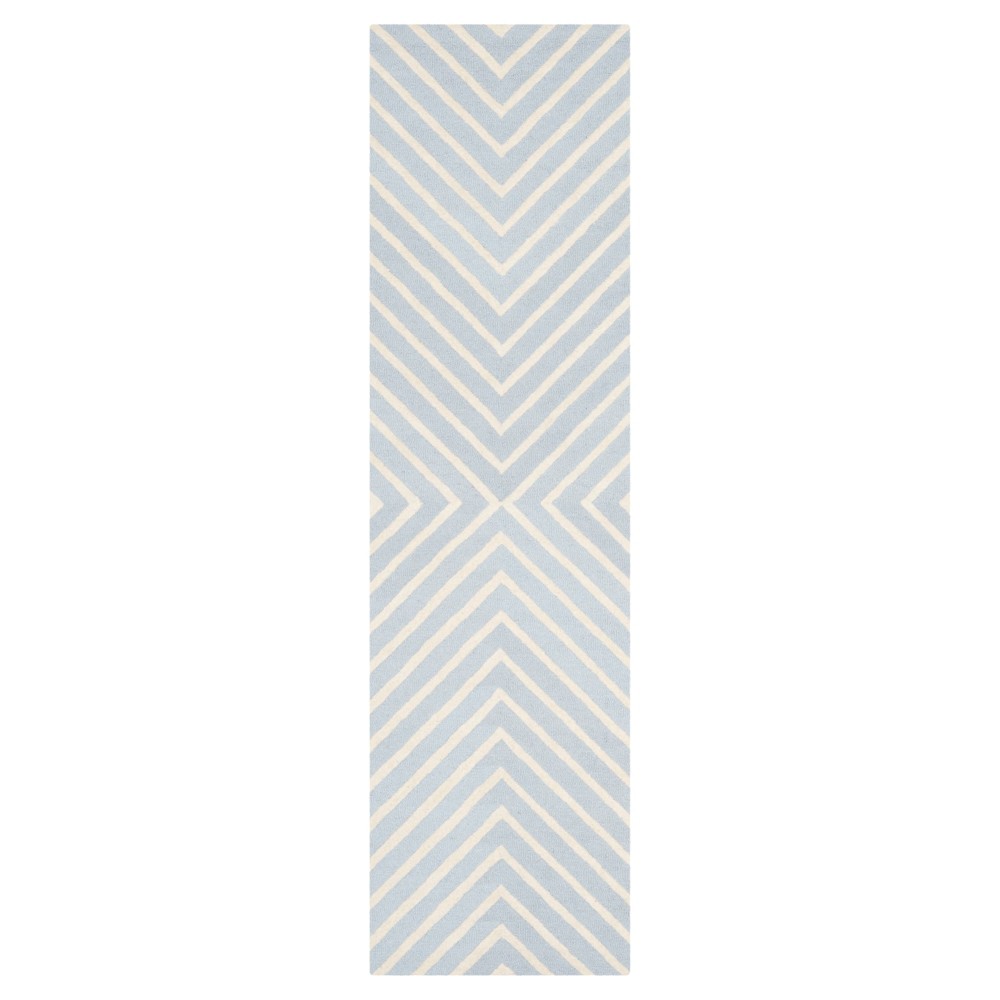 2'6inx10' Harper Chevron Accent Rug Light Blue/Ivory - Safavieh