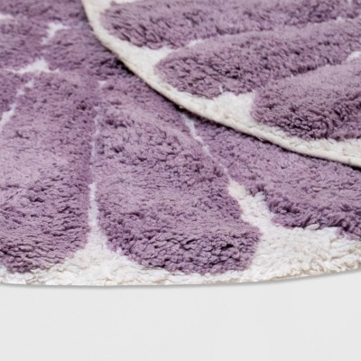 Lilac and White Cotton Floral Bath Rug Set, 2-Piece