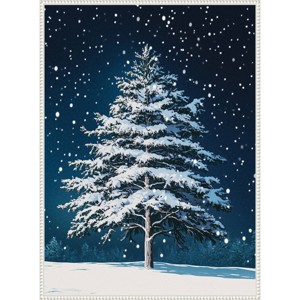 28"x38" Amanti Art Winter Snowy Pine Tree by Pictufy Studio Framed Canvas Wall Art - 1 of 4
