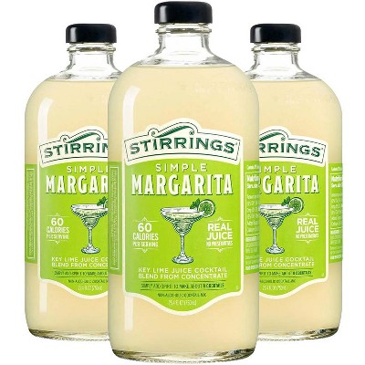 Stirrings Simple Margarita Cocktail Mix 750ml Bottles - Real Juice No Preservatives - 60 Calories - Drink Mixer