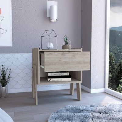 INFURNIC Nightstands Modern Nightstand with One Drawer and Open Shelf Stylish Storage for Bedroom, Gray, 15.7"*18.8"*21.8"