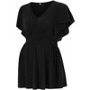 Clearlove Maternity Shirts V Neck Ruffled Sleeve Floral Tops Pleated Ruffle Hem Lightweight Summer Casual Tunic Blouses - 2 of 2