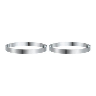 Unique Bargains Stainless Steel Seamless Nonstick Mirror Coating Round Cake Ring 2 Pcs