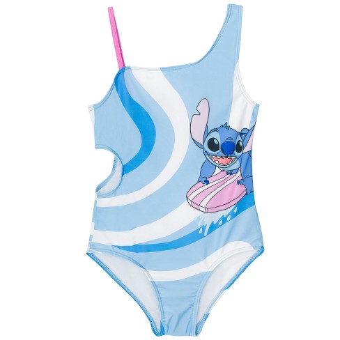 Disney Lilo Stitch Big Girls Upf 50 One Piece Bathing Suit Blue White 14 16 Target