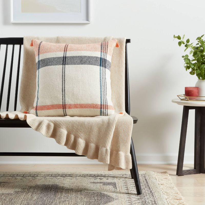 Oversized Woven Plaid Square Throw Pillow - Threshold&#8482;, 3 of 9