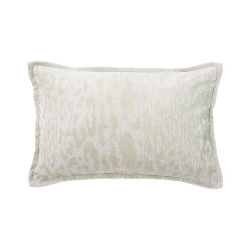 Cream Cotton Tufted Lumbar Pillow with Gold Embroidery