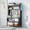 Gulches 64" Kitchen Pantry Storage Cabinet, 5-Tier Metal Bakers Rack with Wheels, Transparent Flip Doors & DIY Hole Board, Gray - 2 of 4