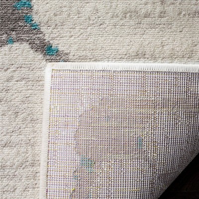 Ivory and Blue Medallion Hand-Knotted Synthetic Rug, 4' x 6'