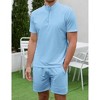 Men's 2-Piece Clothing Set Casual 1/4 Zip Short Sleeve Top And Drawstring Shorts Athletic Outfit - 2 of 4