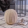 GlasFlength Bean Bag Seats Comfortable Soft Modern Knit Weave Round Pouf Elegant Design for Living Room Bedroom, Beige, 19.5"*19.5"*12.75" - 2 of 4