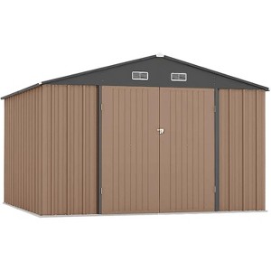 12x10 FT Outdoor Storage Shed with Lockable Door – Large Garden & Utility Shed with Updated Frame, Waterproof Design for Patio, Lawn, Poolside - 1 of 4