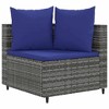 vidaXL Patio Sofa Set with Cushions Lounge Setting Outdoor Furniture Poly Rattan - Gray and Blue - 3 of 4