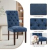 Set of 2 Tufted Upholstered Dining Chairs with High Back and Wood Legs, Fabric Parsons Side Chairs for Kitchen or Dining Room - 3 of 4