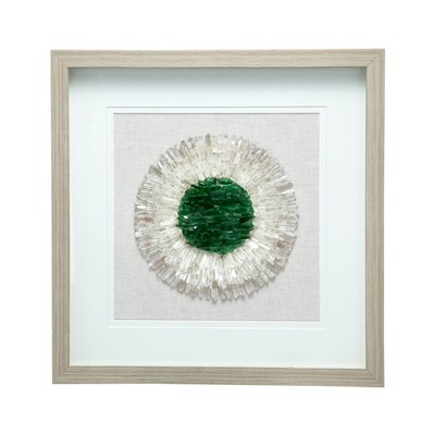 A&b Home 20"x20" Nature Green Stone Shadow Box Cream: 3d Botanical Wall