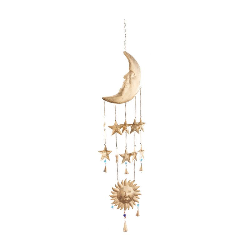 39&#34; x 9&#34; Iron Eclectic Moon and Sun Windchime Gold/Blue/Orange - Olivia &#38; May, 1 of 7