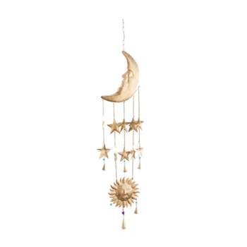 39" x 9" Iron Eclectic Moon and Sun Windchime Gold/Blue/Orange - Olivia & May