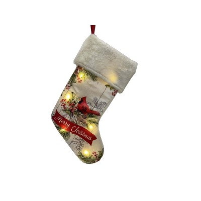 Season's Designs Fabric X'Mas Stocking W/Led Light