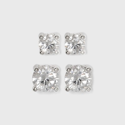 Women's Round Crystal Stud Earring - A New Day™ Silver : Target