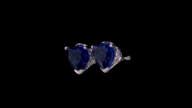 4.52 CT. T.W. Heart Shaped Blue Sapphire Stud Topaz Earrings in Sterling Silver - Sapphire, 2 of 5, play video