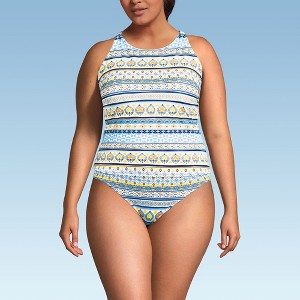 Lands' End Women's Tugless High Neck Strappy Back Tankini Swimsuit Top - 1 of 4