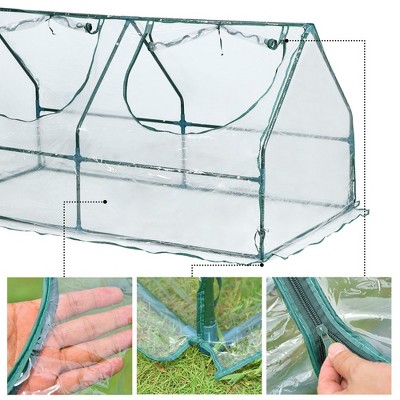 6 ft. x 3 ft. Green Mini Greenhouse with Zipper Doors
